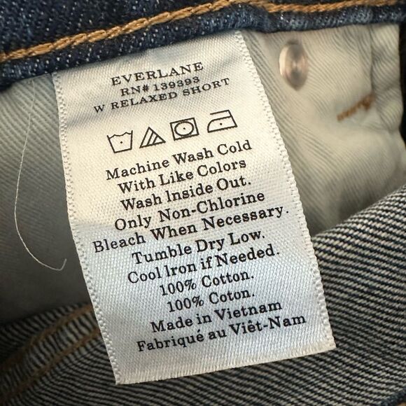 Everlane Relaxed Cuffed Denim Jean Shorts Dark Wash Size 27 - Picture 6 of 6